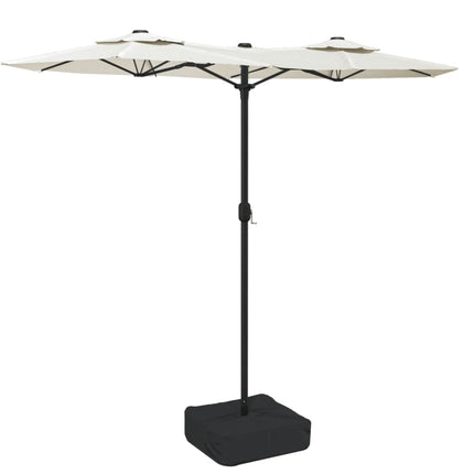 Trädgårdsparasoll dubbelt sandvit 316x145 cm