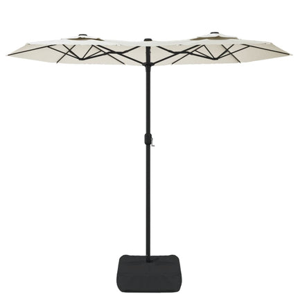 Trädgårdsparasoll dubbelt sandvit 316x145 cm