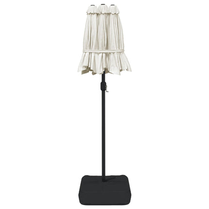 Trädgårdsparasoll dubbelt sandvit 316x145 cm