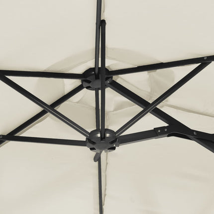 Trädgårdsparasoll dubbelt sandvit 316x145 cm