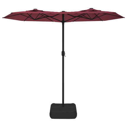 Trädgårdsparasoll dubbelt vinröd 316x145 cm