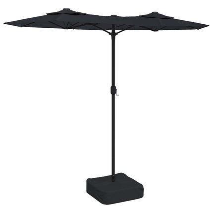 Trädgårdsparasoll dubbelt svart 316x145 cm