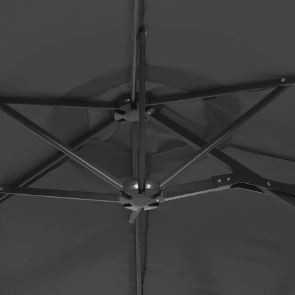 Trädgårdsparasoll dubbelt med LEDs antracit 316x145 cm