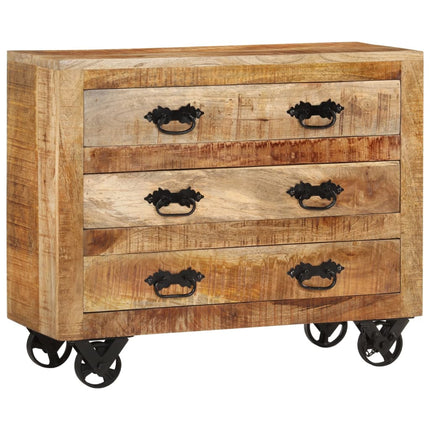 Skänk med 3 lådor 80x30x65 cm massivt grovt mangoträ