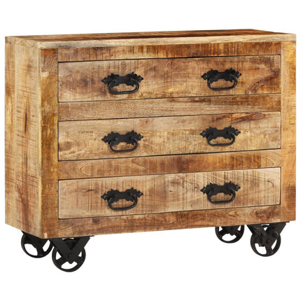 Skänk med 3 lådor 80x30x65 cm massivt grovt mangoträ