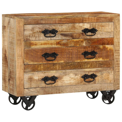 Skänk med 3 lådor 80x30x65 cm massivt grovt mangoträ