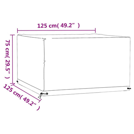 Överdrag för trädgårdsmöbler 8 öljetter 125x125x75 cm fyrkantig