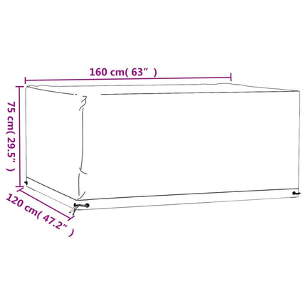 Överdrag för trädgårdsmöbler 8 ölj. 160x120x75 cm rektangulärt
