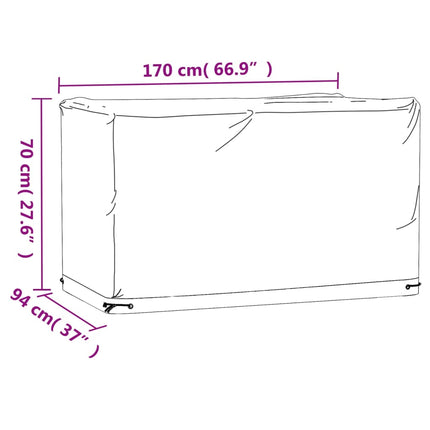 Överdrag för utemöbler 8 ölj. 170x94x70 cm rektangulärt