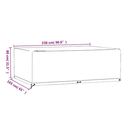 Överdrag för trädgårdsmöbler 12 ölj. 230x165x80 cm rektangulärt