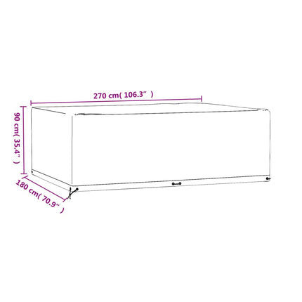 Överdrag för trädgårdsmöbler 12 ölj. 270x180x90 cm rektangulärt