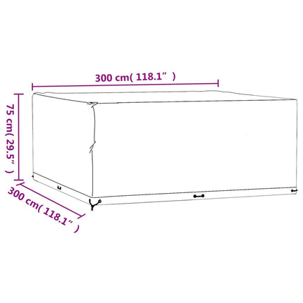Överdrag för trädgårdsmöbler 16 ölj. 300x300x75 cm fyrkantig