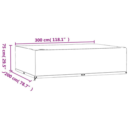Överdrag för trädgårdsmöbler 16 ölj. 300x200x75 cm rektangulärt