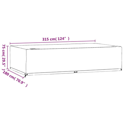 Överdrag för trädgårdsmöbler 12 ölj. 315x180x75 cm rektangulärt