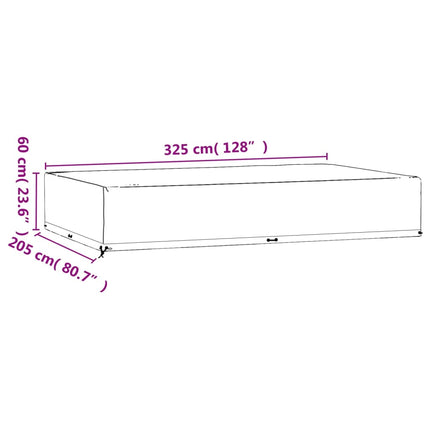 Överdrag för trädgårdsmöbler 16 ölj. 325x205x60 cm rektangulärt