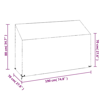Överdrag för trädgårdsbänk 8 öljetter 190x70x70/88 cm polyeten