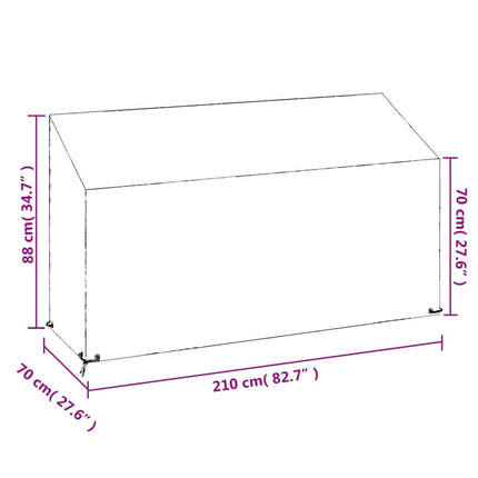 Överdrag för trädgårdsbänk 12 öljetter 210x70x70/88 cm polyeten