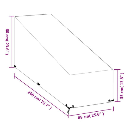 Överdrag för solsäng 12 öljetter 200x65x35/60 cm polyeten