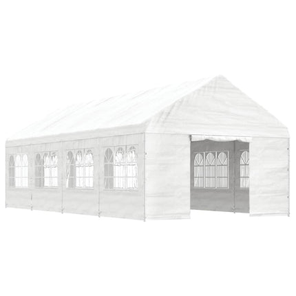 Paviljong med tak vit 8,92x4,08x3,22 m polyeten