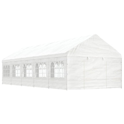 Paviljong med tak vit 11,15x4,08x3,22 m polyeten