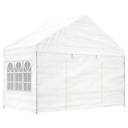 Paviljong med tak vit 15,61x4,08x3,22 m polyeten