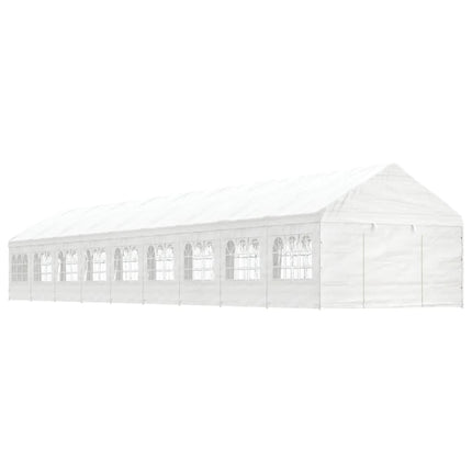 Paviljong med tak vit 20,07x4,08x3,22 m polyeten