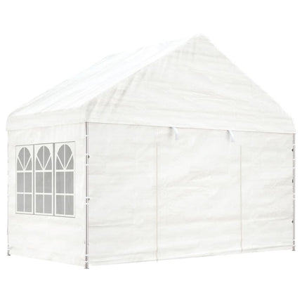 Paviljong med tak vit 20,07x4,08x3,22 m polyeten