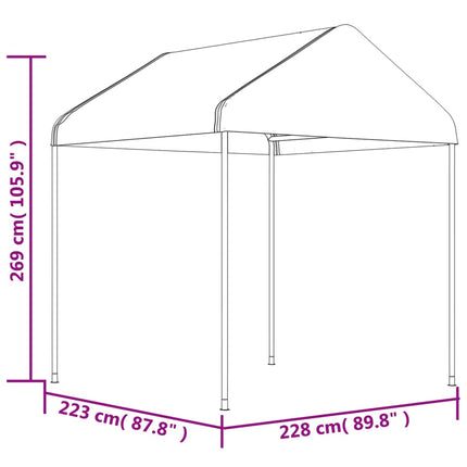 Paviljong med tak vit 20,07x2,28x2,69 m polyeten