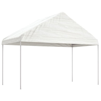 Paviljong med tak vit 4,46x4,08x3,22 m polyeten