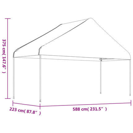 Paviljong med tak vit 13,38x5,88x3,75 m polyeten