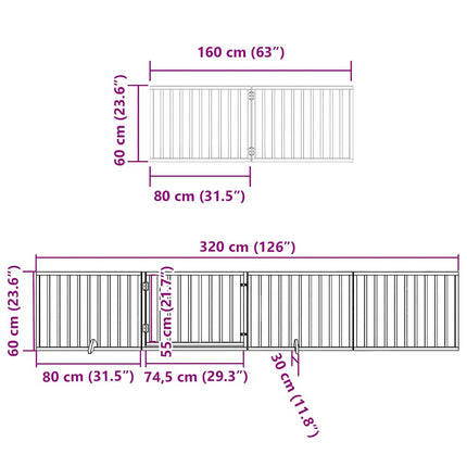Hundgrind med dörr vikbar 8 paneler vit 640 cm poppel
