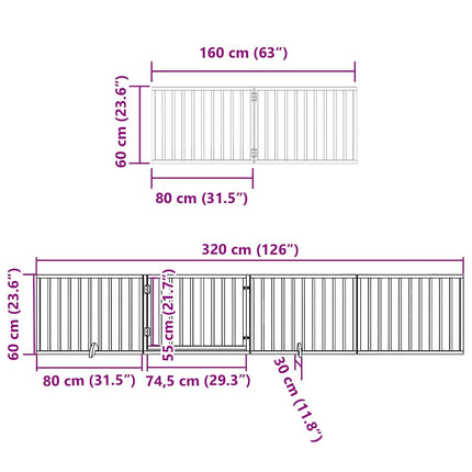 Hundgrind med dörr vikbar 8 paneler svart 640 cm poppel
