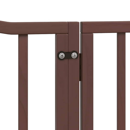 Hundgrind med dörr vikbar 8 paneler brun 640 cm poppel