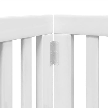 Hundgrind med dörr vikbar 9 paneler vit 450 cm poppel
