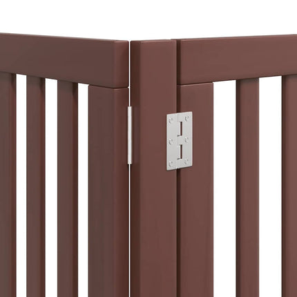 Hundgrind med dörr vikbar 9 paneler brun 450 cm poppel