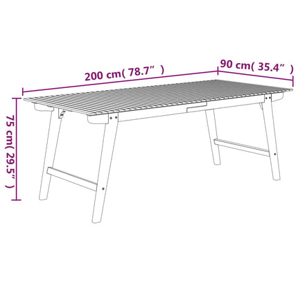 Trädgårdsbord 200x90x75 cm massivt akaciaträ