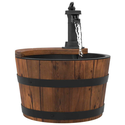 Vattenfontän med pump 28x28x34,5 cm massivt granträ