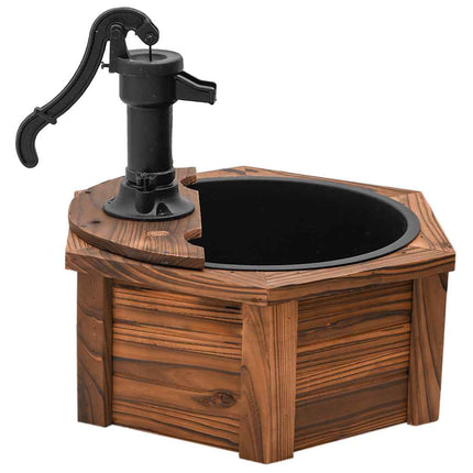 Vattenfontän med pump 57x57x53 cm massivt granträ