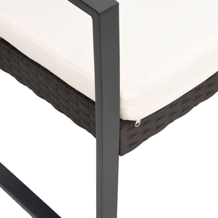 Trädgårdsbänk 3-sits med dynor konstrotting brun