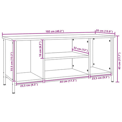 Tv-bänk sonoma-ek 102x35x45 cm konstruerat trä