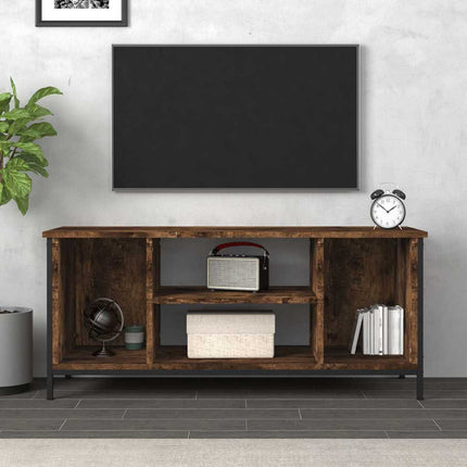 Tv-bänk rökfärgad ek 102x35x45 cm konstruerat trä