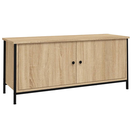 Tv-bänk med dörrar sonoma-ek 102x35x45 cm konstruerat trä