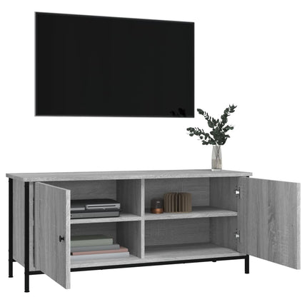 Tv-bänk med dörrar grå sonoma 102x35x45 cm konstruerat trä