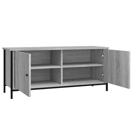 Tv-bänk med dörrar grå sonoma 102x35x45 cm konstruerat trä