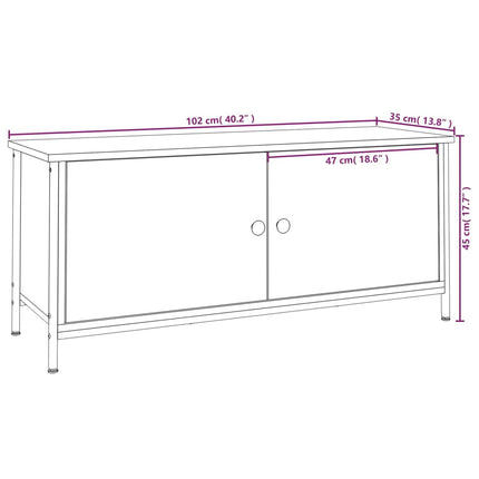 Tv-bänk med dörrar grå sonoma 102x35x45 cm konstruerat trä