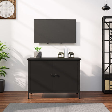 Tv-bänk med dörrar svart 60x35x45 cm konstruerat trä