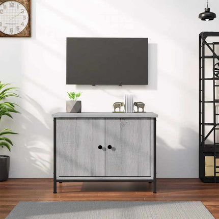 Tv-bänk med dörrar grå sonoma 60x35x45 cm konstruerat trä