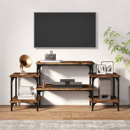 Tv-bänk rökfärgad ek 117x35x52 cm konstruerat trä