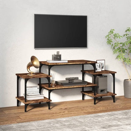 Tv-bänk rökfärgad ek 117x35x52 cm konstruerat trä
