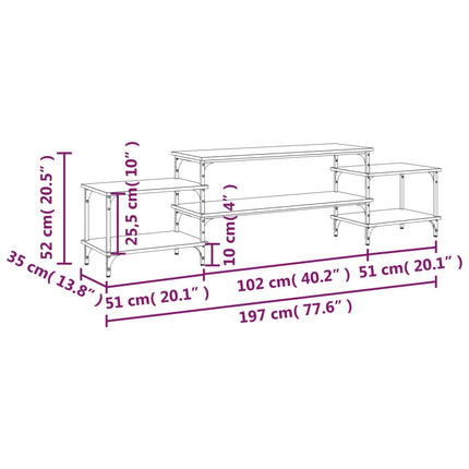 Tv-bänk rökfärgad ek 197x35x52 cm konstruerat trä